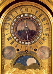 Astronomische klok gemaakt voor de Grand Dauphin Louis van Frankrijk (1661-1711) detail van de wijzerplaat, 1710 (detail)